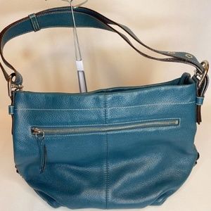 Coach Pebble Leather Duffle Crossbody Shoulder Bag Teal Blue F15064